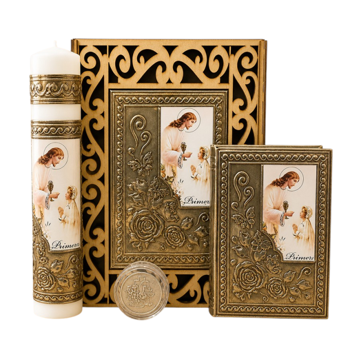 Kit PC MDF Na/Jesus Rosas Oro